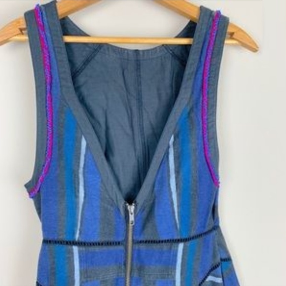 FREE PEOPLE ROMANTICS PAINTED STRIPE DRESS PLAID - Picture 4 of 5